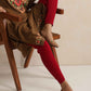 trueBrowns Brown Kashmiri Floral Embroidered Woollen Phiran Kurta | Swadesiicart