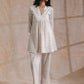 trueBrowns White With Small Floral Booti Print Cotton Pleated Co-Ord Set - Swadesiicart