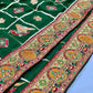 Lorenvalley Fashion Premium Green Vichitra Silk Embroidery and Diamond work Both Side Saree - Swadesiicart