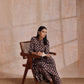 trueBrowns Black Floral Bagru Print Cotton Flared Kurta Pant Set | Swadesiicart