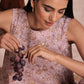 trueBrowns Grey Overall Floral Block Print Cotton High-Low Co-Ord Set - Swadesiicart
