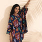 trueBrowns Purple Cotton Ikat Kaftan Co-ord Set - Swadesiicart
