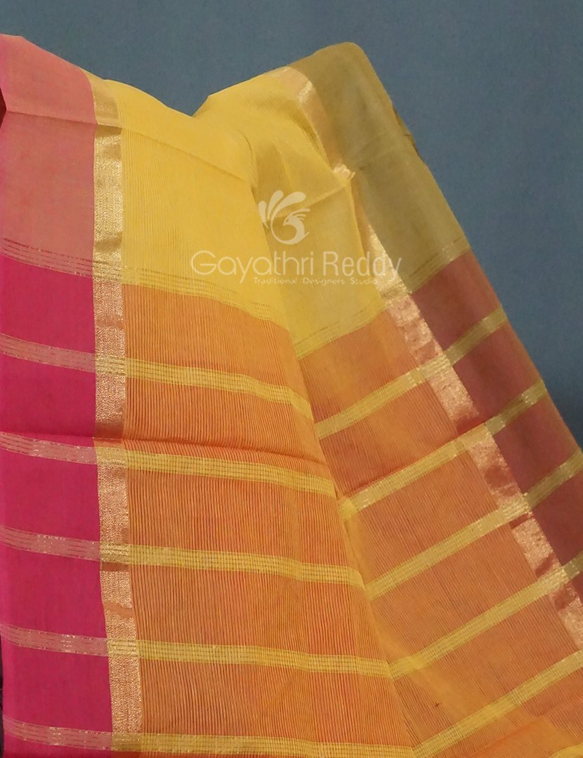 Shades of Yellowish Pure Mangalgiri Cotton By Gayathri Reddy Designer Studio | Swadesiicart