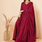 InWeave Women's Maroon Chikankari Long Anarkali Kurta Palazzo Set W Dupatta - Swadesiicart