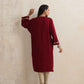 trueBrowns Maroon Kashmiri Embroidered Woollen Phiran Kurta | Swadesiicart