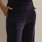 trueBrowns Purple Velvet Embroidered Kurta Pant Dupatta Set | Swadesiicart