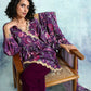 trueBrowns Wine Printed Velvet Lace Co-Ord Set - Swadesiicart