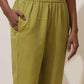 trueBrowns Pear Green Cotton Linen Co-Ord Set - Swadesiicart