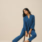 trueBrowns Classic Blue Slub Texture Relax Fit Co-Ord Set - Swadesiicart