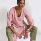 trueBrowns Red Cotton Stripe Straight Kurta Set | Swadesiicart