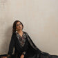 trueBrowns Black Velvet Floral Embroidered Kurta Pant Dupatta Set | Swadesiicart