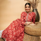 InWeave Women's Rust Paisley Print Gota Straight Kurta - Swadesiicart