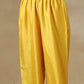 trueBrowns Yellow Textured Silk High Slit Gathered Kurta Set | Swadesiicart