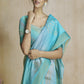 Anaita Turquoise Fancy Fabric With Digital Print Saree With Blouse