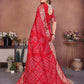 Anaita Red Handmade Bandhej Viscose Silk Saree With Blouse