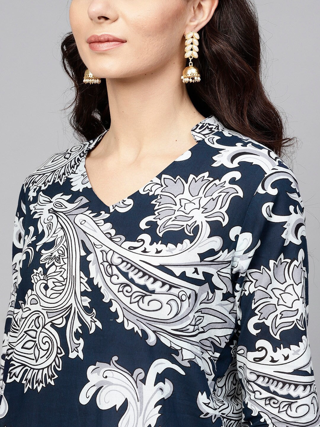 Antaran Blue Pure Cotton Printed Kurta Pant Set - Swadesiicart