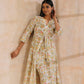 trueBrowns White Multi Color Overall Block Print Cotton Kurta Pant Set | Swadesiicart