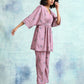 trueBrowns Light Mauve Printed Velvet Co-Ord Set - Swadesiicart