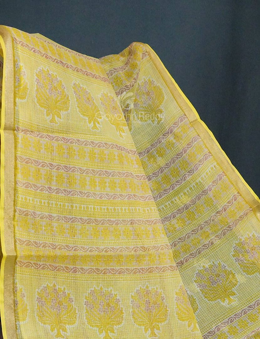 Mehendi Green And Lime Green Block Print Pure Kota Cotton Saree By Gayathri Reddy Designer Studio | Swadesiicart