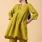 trueBrowns Cotton Linen Lime Green Pleated Co-Ord Set - Swadesiicart