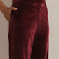 trueBrowns Maroon Velvet Floral Embroidered Kurta Pant Dupatta Set | Swadesiicart