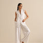 trueBrowns White Pineapple Sleeveless Jacket Pant Set | Swadesiicart