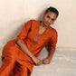 trueBrowns Orange Silk Kurta Co-ord Set - Swadesiicart