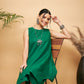 InWeave Women's Forest Green Short Kurta Palazzo Set - Swadesiicart