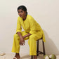 trueBrowns Lime Cotton Linen Kurta Co-Ord Set - Swadesiicart