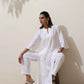 trueBrowns White Cotton Linen Kurta Pant Set | Swadesiicart