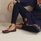 trueBrowns Blue Floral Embroidered Woollen Phiran Kurta | Swadesiicart