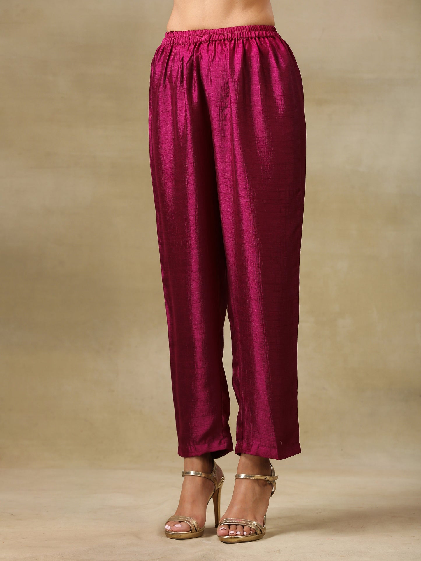 trueBrowns Purple Textured Silk Angrakha Kurta Pant Set | Swadesiicart