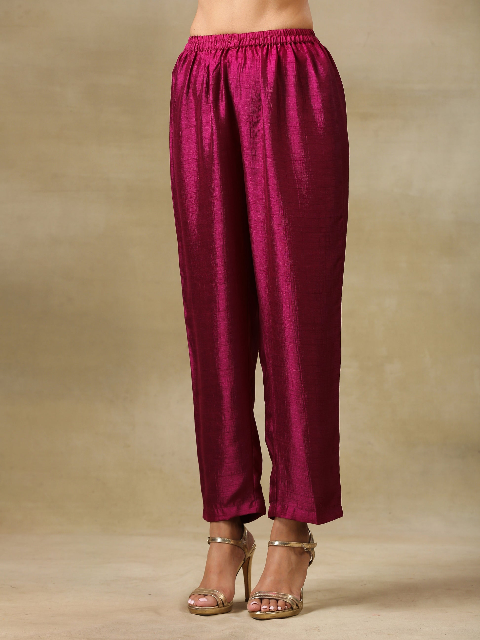 trueBrowns Purple Textured Silk Angrakha Kurta Pant Set | Swadesiicart