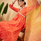 InWeave Women's Orange S Print Alia Cut Gota Work Kurta Set W Mustard Le Du - Swadesiicart
