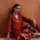trueBrowns Rust Metallic Straight Kurta Set | Swadesiicart