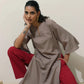trueBrowns Grey Cotton Linen Kurta Pant Set | Swadesiicart