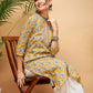 InWeave Women's Sunset Boota Print Gota Straight Kurta - Swadesiicart