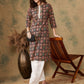 InWeave Women's Black Maroon Print Lace Gota Work Straight Kurta - Swadesiicart