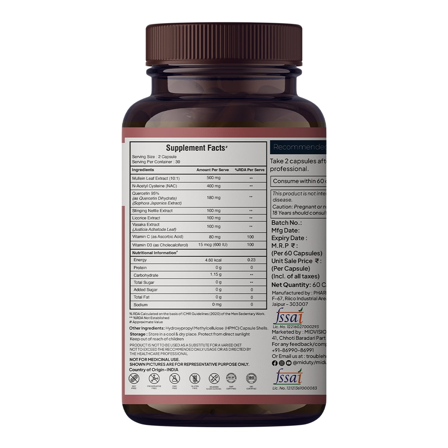 Miduty by Palak Notes Lung Detox Cleanse Supplement Capsules