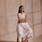 trueBrowns Pink Green Buta On White Block Print Cotton High-Low Co-Ord Set - Swadesiicart