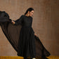 trueBrowns Black Gold Cotton Anarkali Set | Swadesiicart