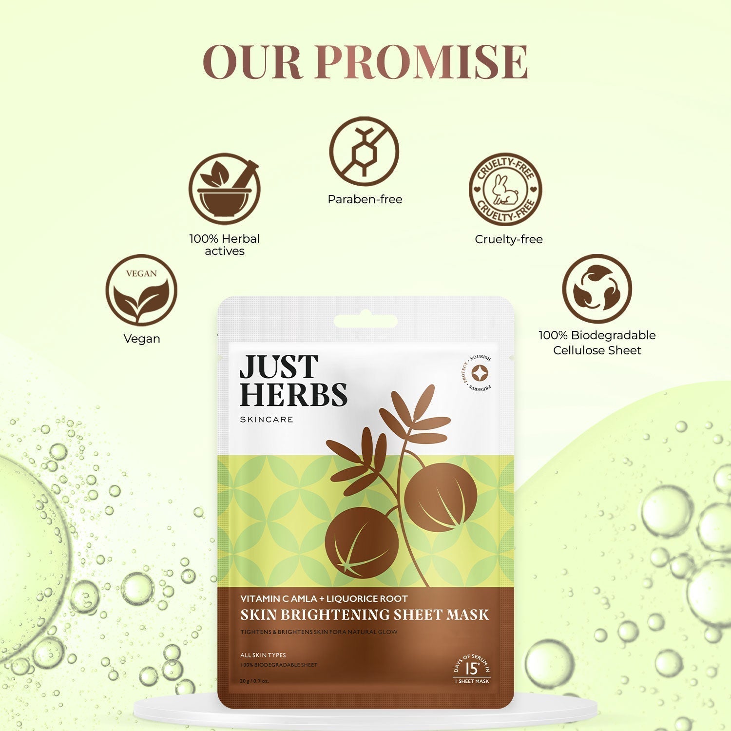Vitamin C Amla Sheet Mask with Liquorice Root for Skin Brightening - Pack of 1