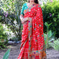 Lorenvalley Fashion Premium Red Dola Silk Embroidery and Diamond work with Jacquard Lace Border Saree - Swadesiicart