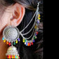 Tehzeeb Creations Women's Multi Colour Beads Earring With Ear Chain | Swadesiicart
