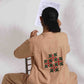 trueBrowns Beige Cotton Embroidered Shirt Top Co-ord Set - Swadesiicart