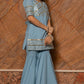 Pomcha Jaipur Powder Blue Pure Cotton Sharara Set | Swadesiicart