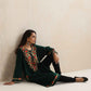 trueBrowns Green Kashmiri Floral Embroidered Woollen Phiran Kurta | Swadesiicart