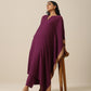 trueBrowns Plum Purple Slub Texture High Low Kaftan Pant Set | Swadesiicart