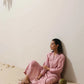 trueBrowns Pink Cotton Linen Kurta Pant Set | Swadesiicart
