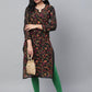 ADA Women Black & Pink Chikankari Hand Embroidered Semi-Sheer Straight Sustainable Kurta With Slip | Swadesiicart